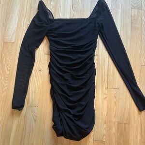 Garage Tight Black LongSleeve Ruched Mini Dress